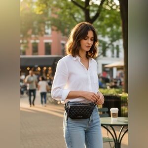 Michael Kors Quilted Black Leather Belt Bag